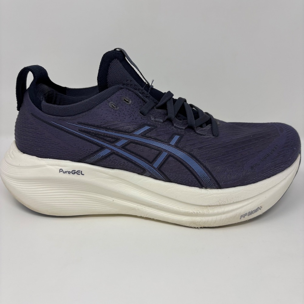 ASICS Gel-Nimbus 27 Mens Size 8.5 Navy Blue White Running Shoes (1011B958)